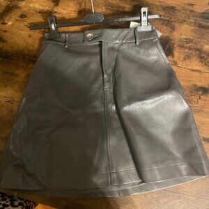 J.ING Tilda Slate Gray Faux Leather Skirt